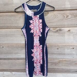 High Neck Sleeveless Shift Dress